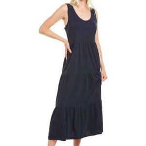 J CREW Navy Stretch Broken In Tiered Sleeveless Maxi Dress Style# AP170